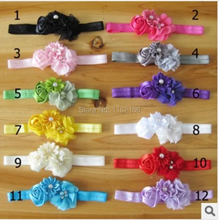 Бесплатная доставка 6 шт./лот эластичные повязки на голову с Цветок Жемчужный