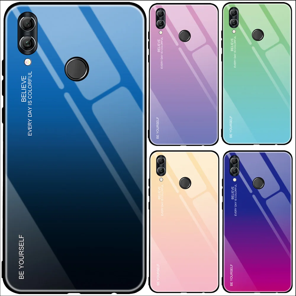 Градиентный чехол из закаленного стекла для Huawei View 20 P Smart 2019 Plus Honor 8X 10 Lite Nova 3i 4