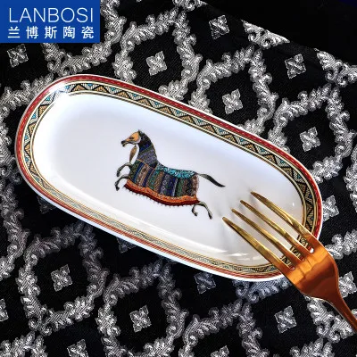 small plate Европейские изысканные западные тарелки из костяного фарфора, красивая керамическая посуда, декоративная тарелка для десерта, стейка, закусок, торта - Цвет: small plate
