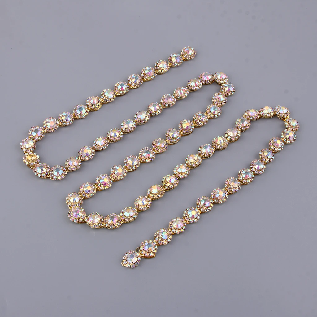 1 ярд кристаллы золотые стразы закрытая цепочка отделка Пришивание для