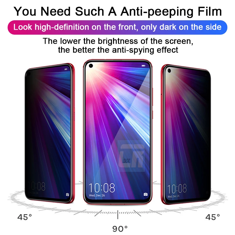 Anti-Spy Tempered Glass for Huawei P30 P20 P40 Lite P50 Pro Mate 20 10 Y9S Protection Privacy Protective | Мобильные телефоны и