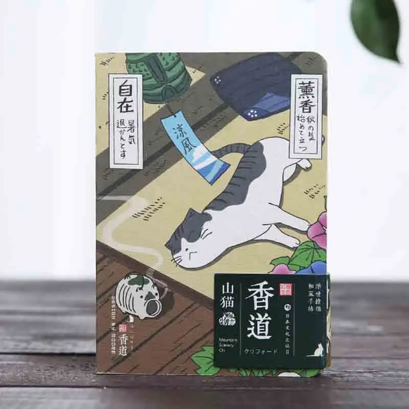 Burning incense Японский милый блокнот с кошкой креативный мультфильм Органайзер в твердой обложке блокнот пуля журнал поставок офисные украшения канцелярские товары - Цвет: Burning incense