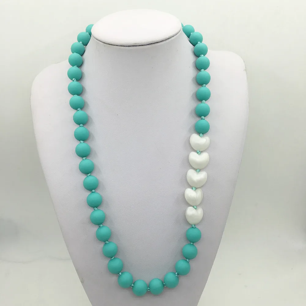 Пищевое Силиконовое ожерелье для прорезывания зубов с сердечками детское