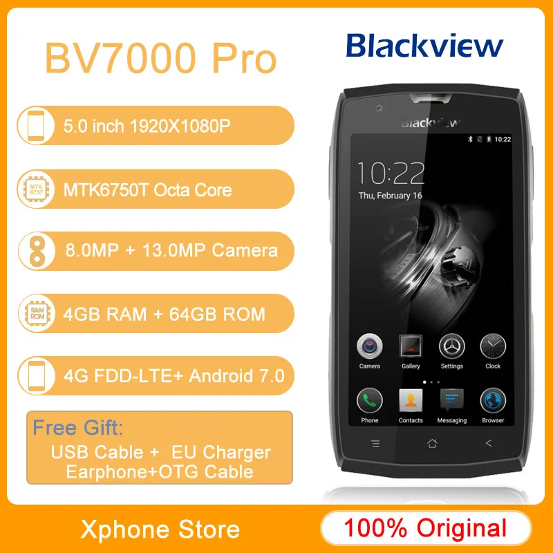 Оригинал Blackview BV7000 Pro 4 ГБ Оперативная память 64 Встроенная MTK6750T Octa Core Android 6 0 г