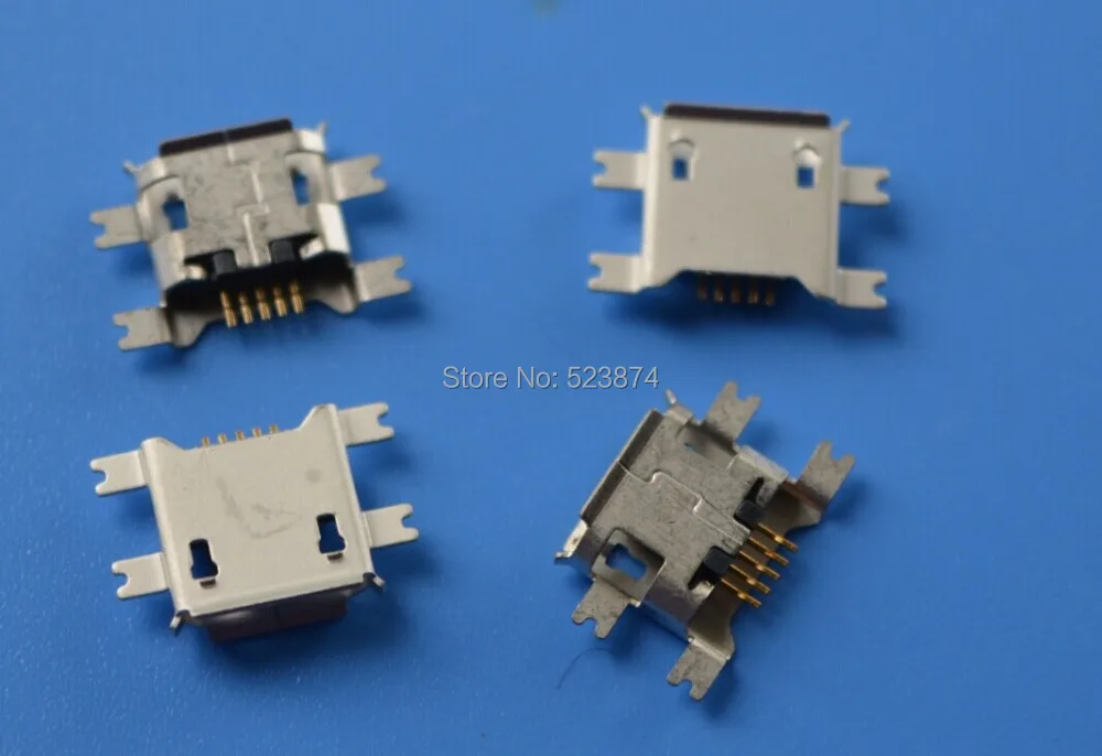 100 шт./лот Бесплатная доставка микро 5Pin USB гнездо штепсельное SMT тонущие пластины