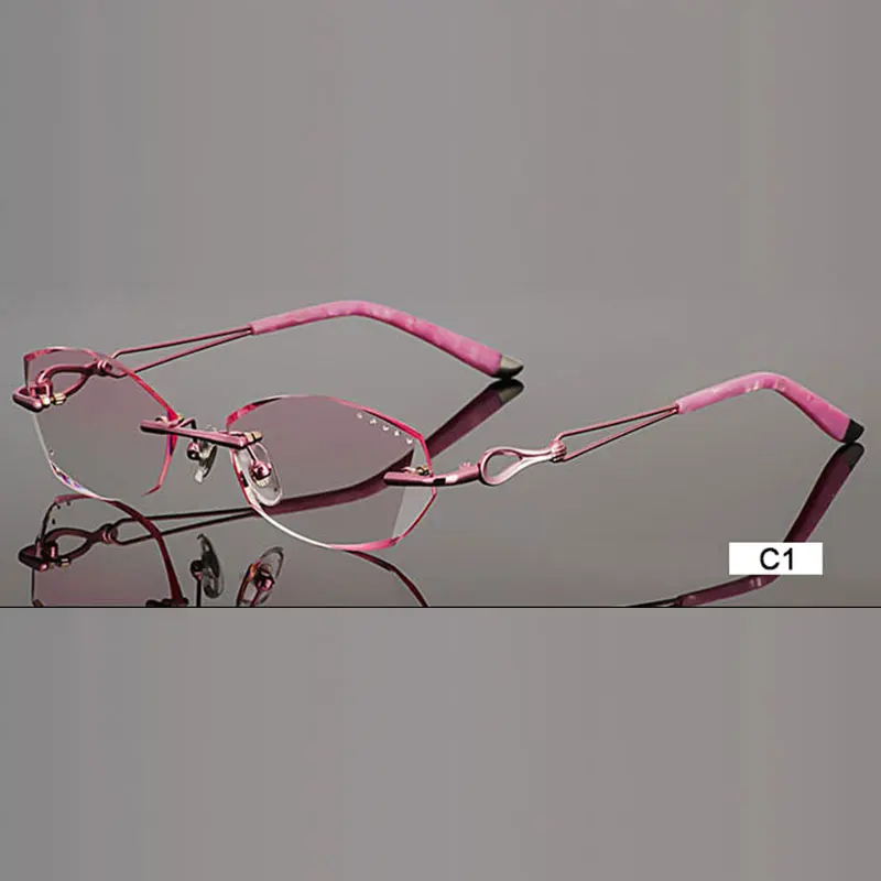 Модные очки A002 с алмазной отделкой без оправы оптические по рецепту оправа для