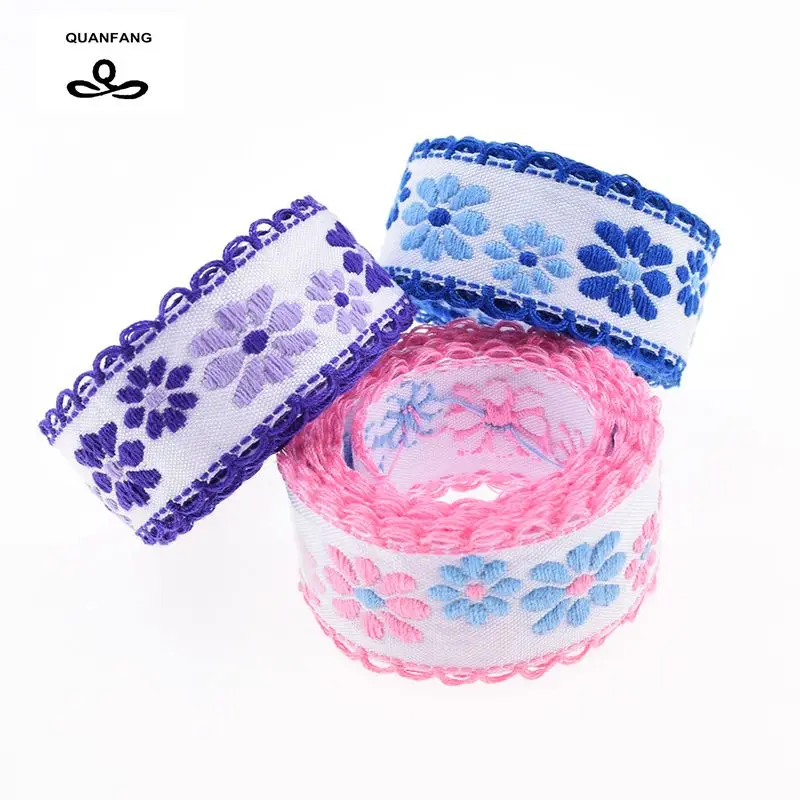 20 мм Одиночная лицевая Grosgrain &amp атласная вышитая кружевная лента/оберточная