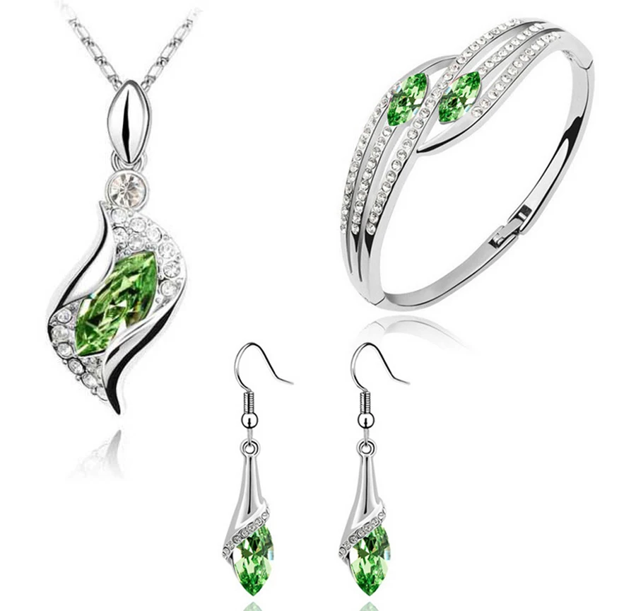 Женские посеребренные Ювелирные наборы с австрийскими кристаллами и