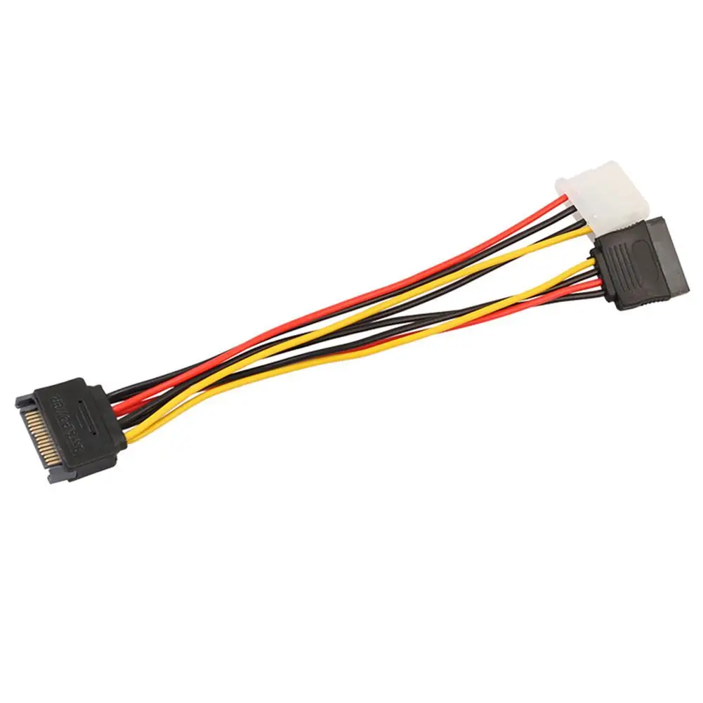 Горячая Распродажа 15Pin SATA штекер к 4Pin IDE Molex гнездо + Кабель питания Шнур провод для