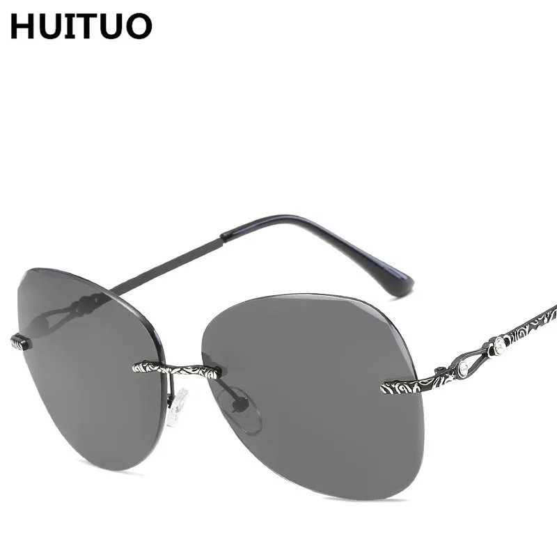 HUITUO Fashion Vintage Sunglasses Women Cat Eye Brand Designer Sun Glasses Frameless Color Marine Lens UV400 | Аксессуары для