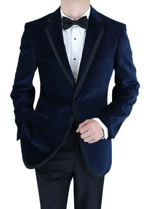 Новейший дизайн пальто и брюк темно синий бархатный блейзер приталенные