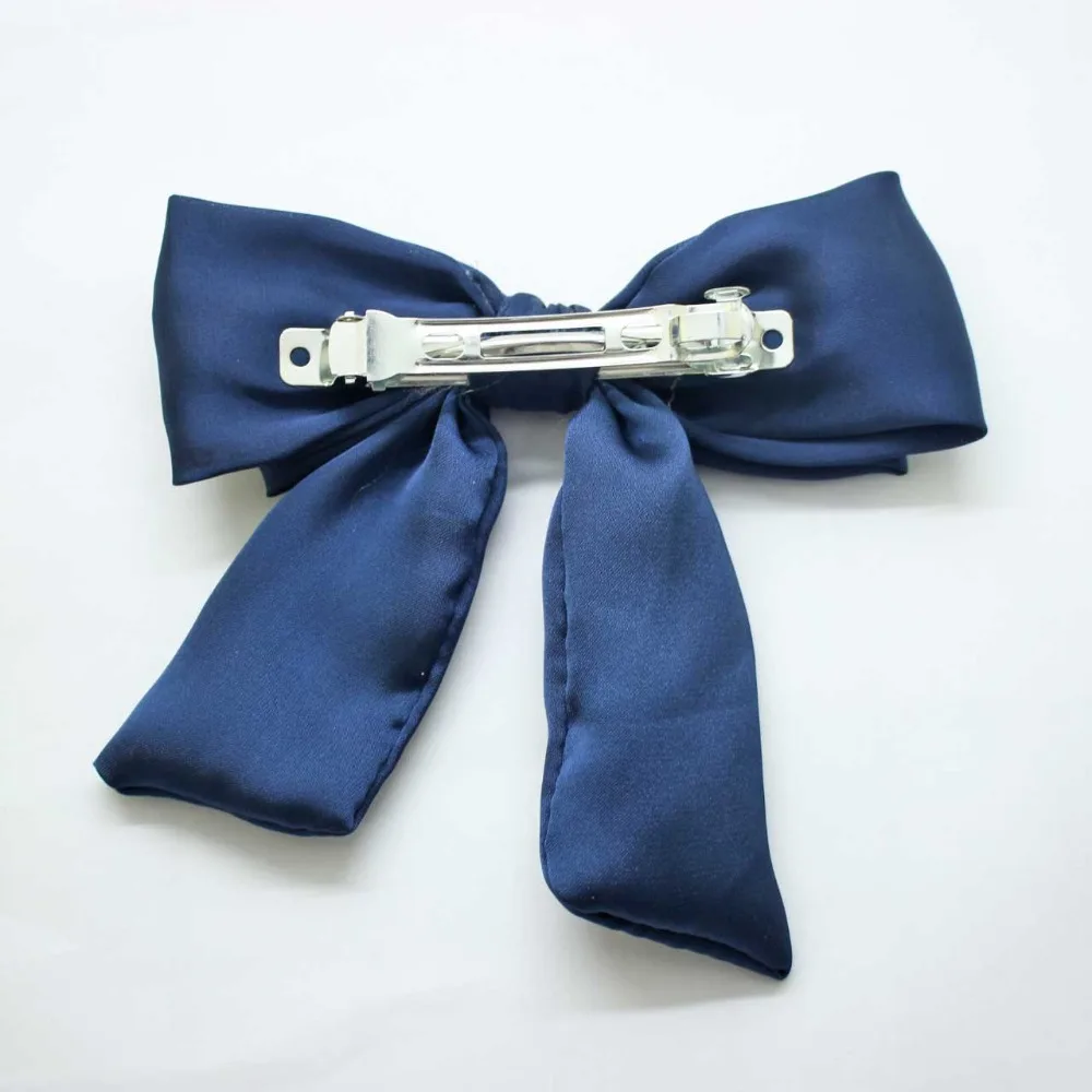 Fashionable dark blue barrettes big adorable bow knot hair clips women girls solid accessories wholesale |