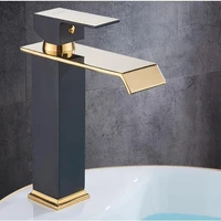 square basin faucets waterfall bathroom faucet single handle basin mixer tap bath antique faucet brass sink water crane gold