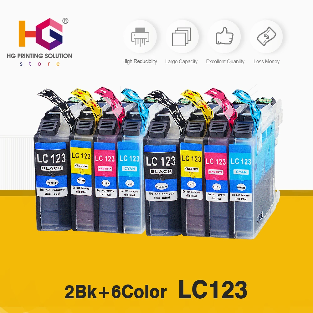 8pk совместимый чернильный картридж для Brother LC123 LC121 MFC-J870DW MFC-J650DWMFC-J425 MFC-J6720DW MFC-J6520DW