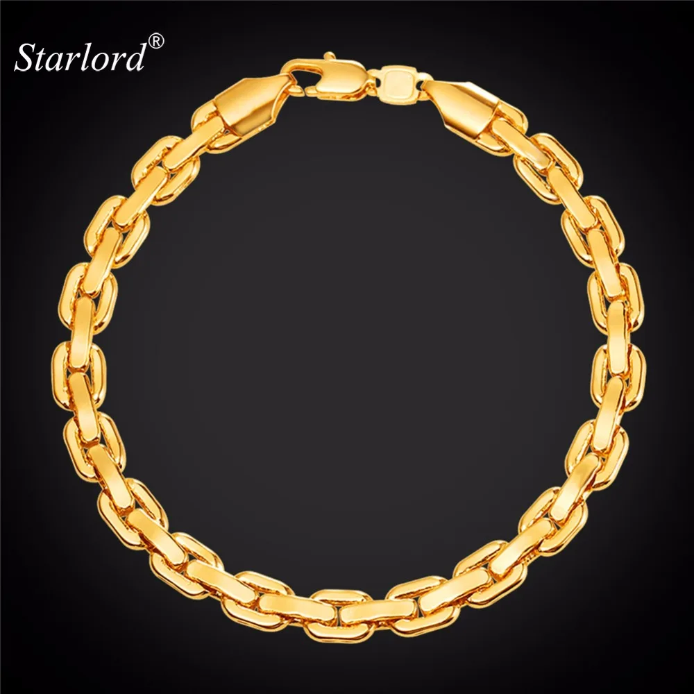 

Starlord Cable/Rolo Bracelets Gold/Silver/Black Color Chain 7MM 21CM Trendy Wholesale Men's Bracelets H2597