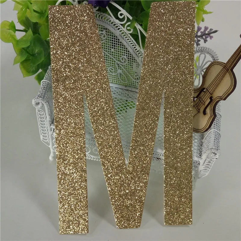 Decorative 5&quot Upper Case Letters M Gold Glitter Paper 1000piece Letter For Banners/Garlands Hanging Birthday Party Decor |