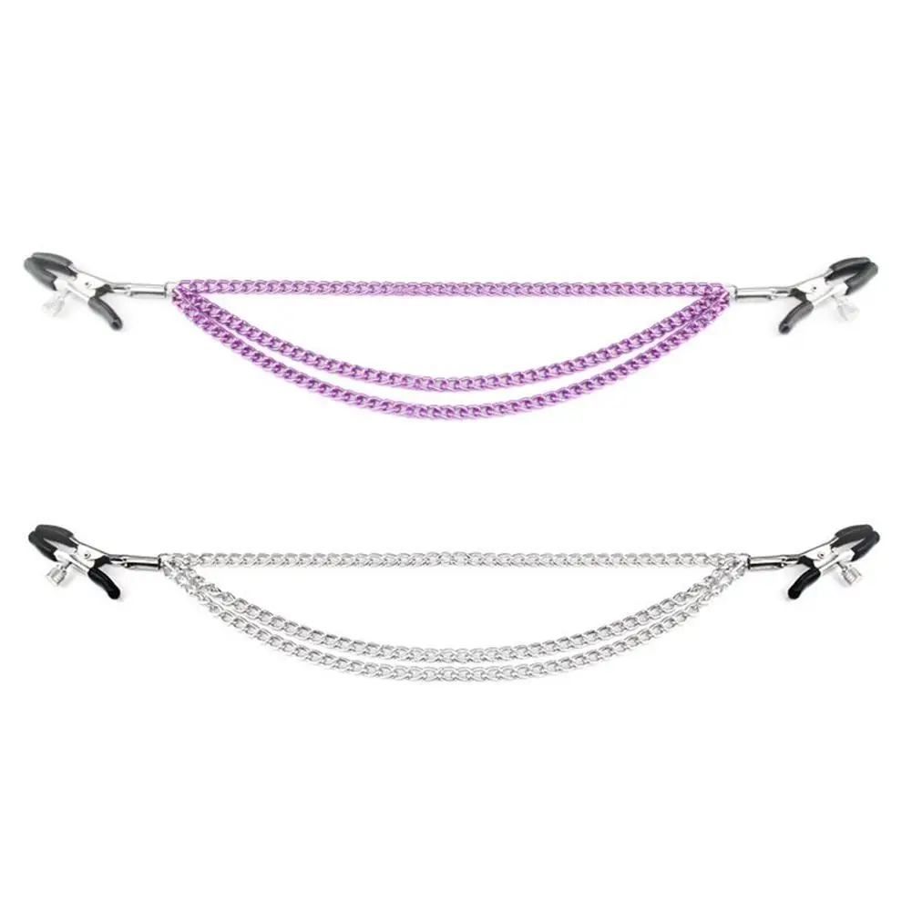 Пары веселый флирт зажимы для груди интимные игрушки женщин фиолетовая Длинная