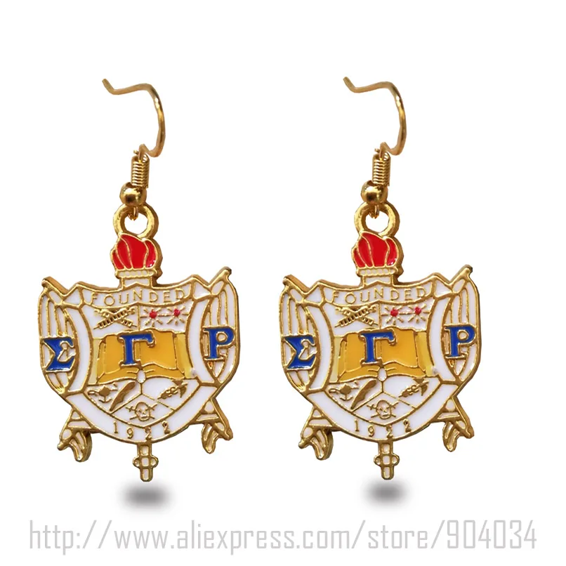 10 пар лотгреческий Сигма гамма Rho гребень щит Эмаль Шарм SGR очаровательные серьги