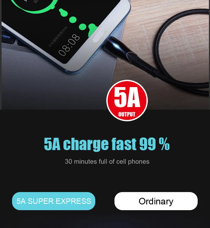 Ddaian светодиодный USB кабель для samsung Xiaomi huawei Тип C USB поддержка PD 60 Вт QC3.0 5A USB кабель Quick Charge