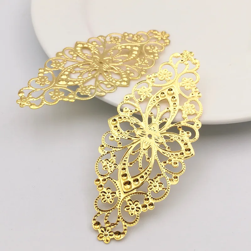 10 PCS Gold color/White K/Antique bronze Metal Filigree Flowers Slice Charms filigree findings diy accessories jewelery assembly | Украшения