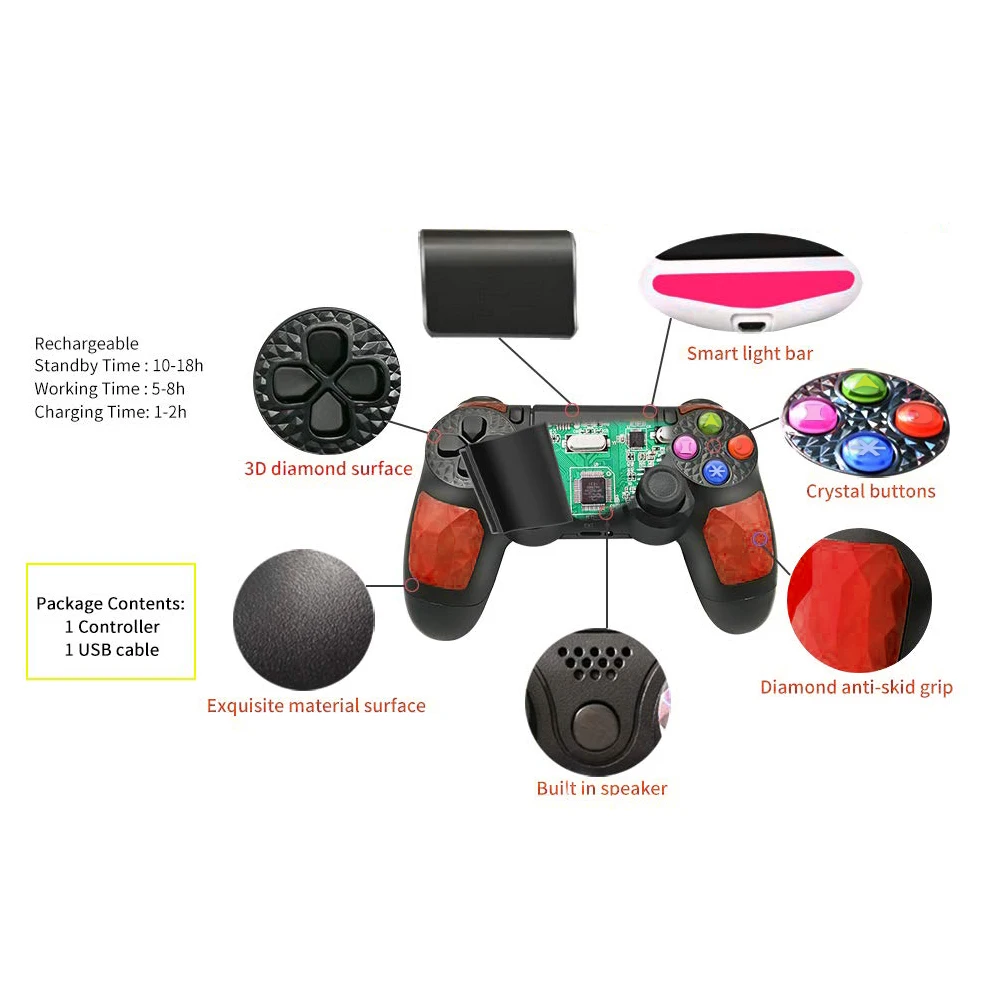 Контроллер беспроводной геймпад двойной Shock4 джойстик для sony Playstation 4/PS4 Pro/PS4 тонкий с 3,5 мм разъем для гарнитуры