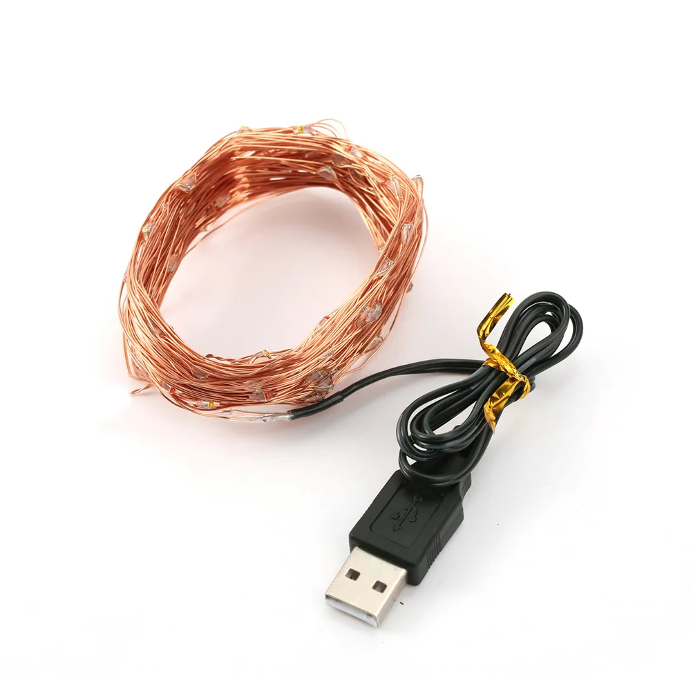 10 5 метров 100 огней USB медная проволока струнные огни Используется для фестиваля