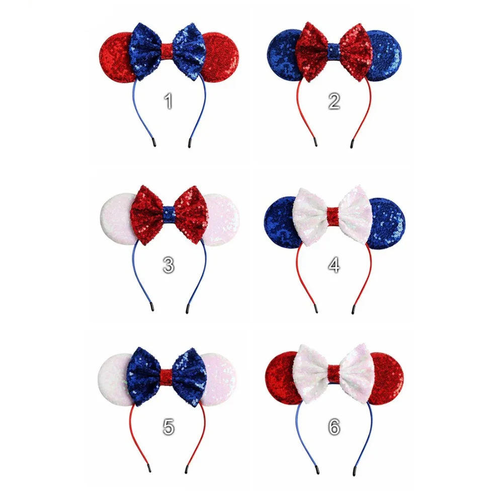 5 шт./лот повязка на голову с бантом и ушками блестками головные уборы ручной