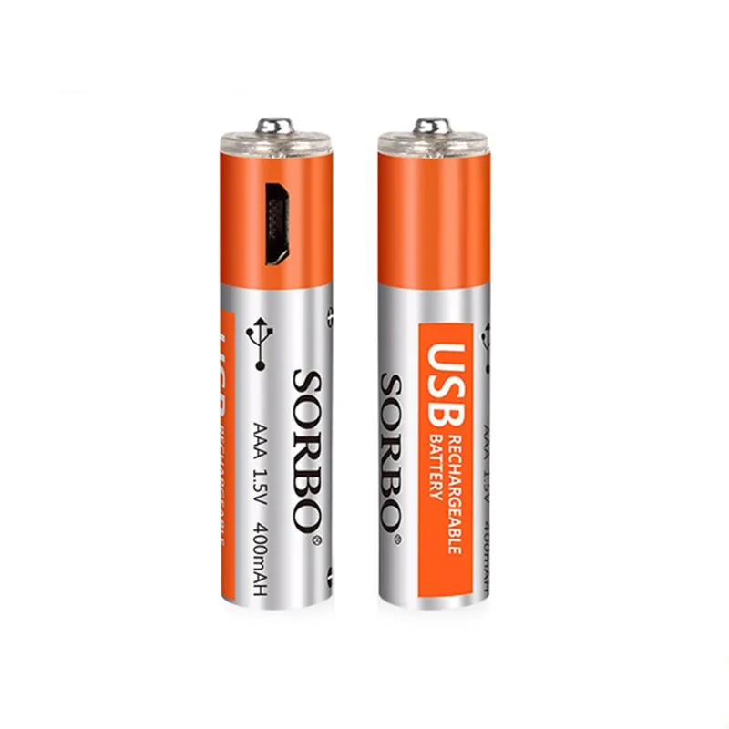 2 шт. SORBO 1 5 V 400mAh перезаряжаемая батарея AAA с 4 в зарядным кабелем для