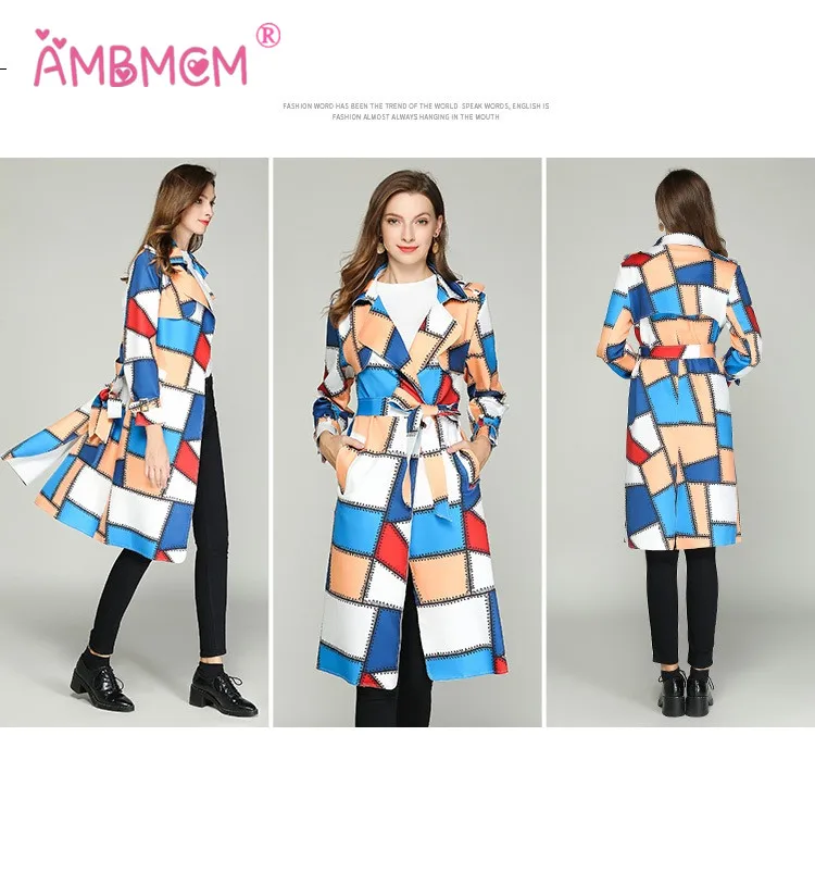 2018 New Fashion Autumn Winter Coat Women's Long Geometric Belt Outwear Elegant Vintage Warm Overcoat Coats AMBMCM | Женская одежда