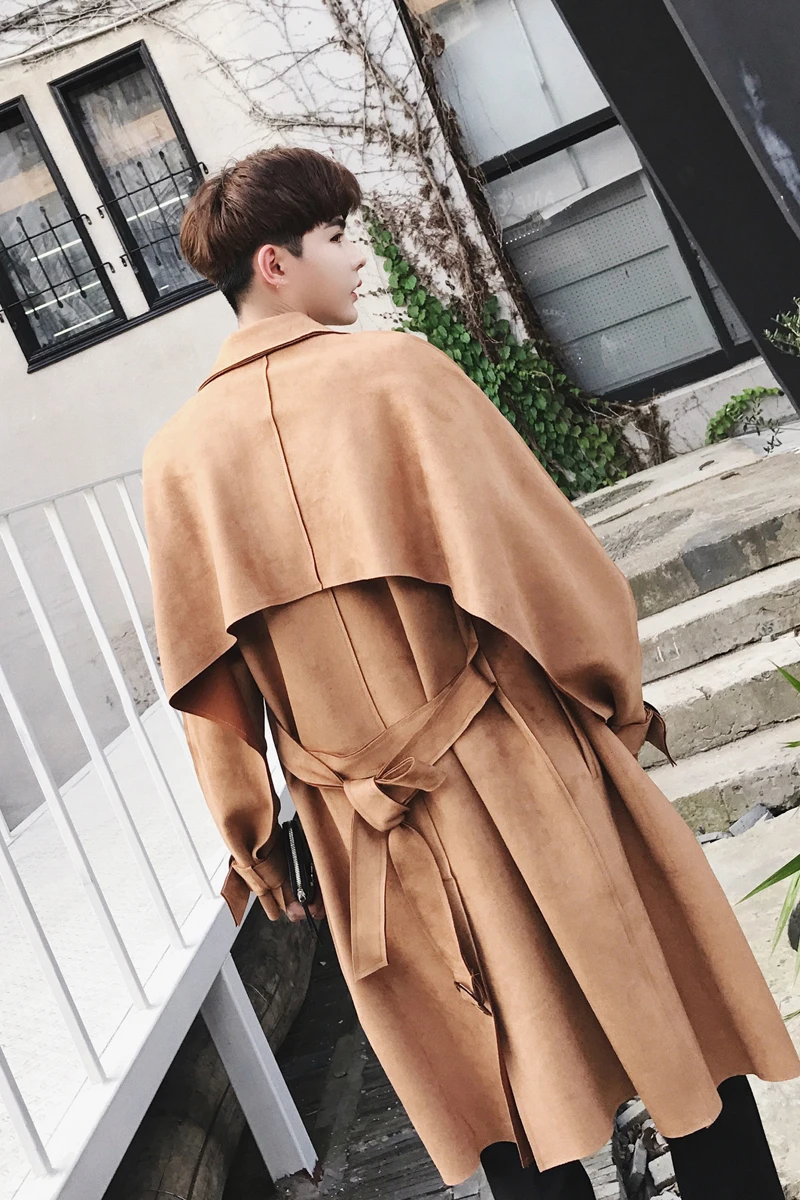 

M-XXL!!! 2018 The men's long style wind - clothing nightclub hair stylist trendy young men loose coat