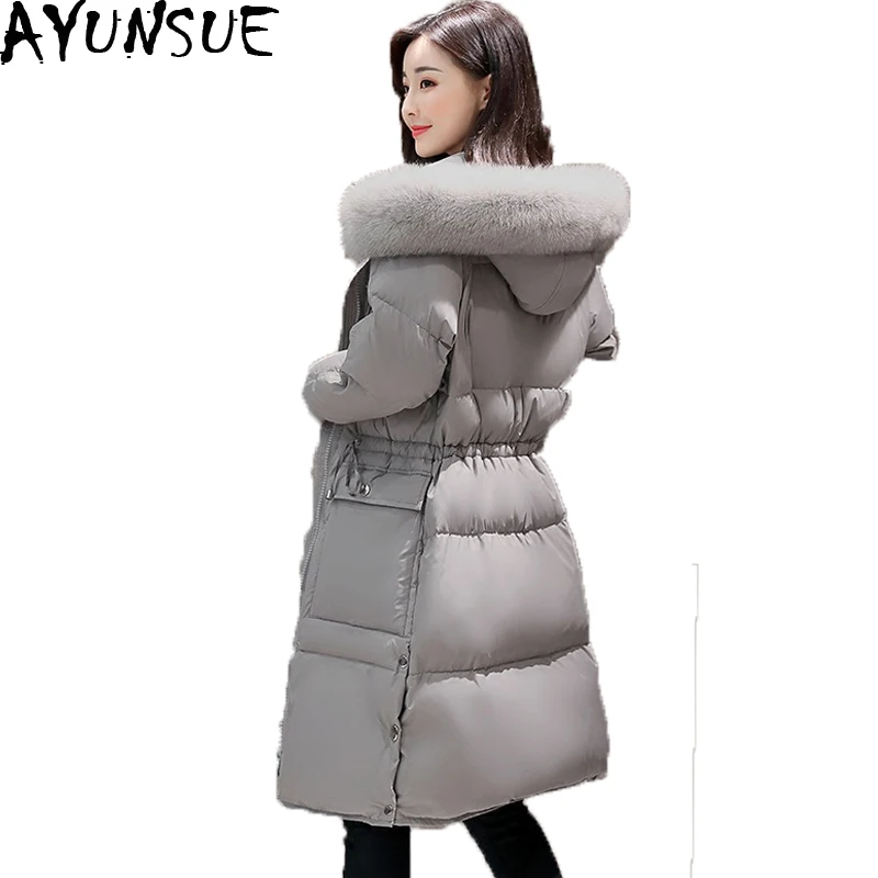 Женский пуховик AYUNSUE длинная теплая парка с лисьим мехом на зиму ST450|mujer|mujer abrigomujer