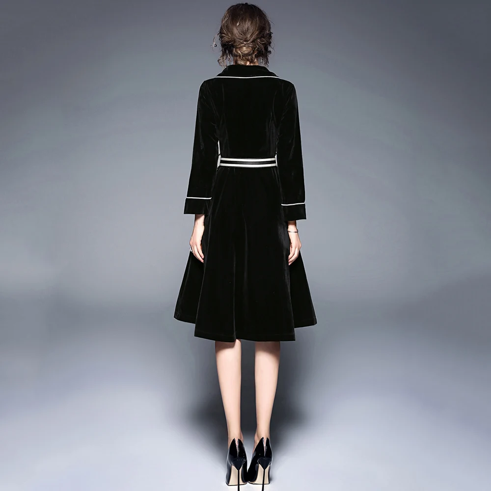 Элегантное бархатное платье для женщин 2018 новое зимнее с длинным рукавом и