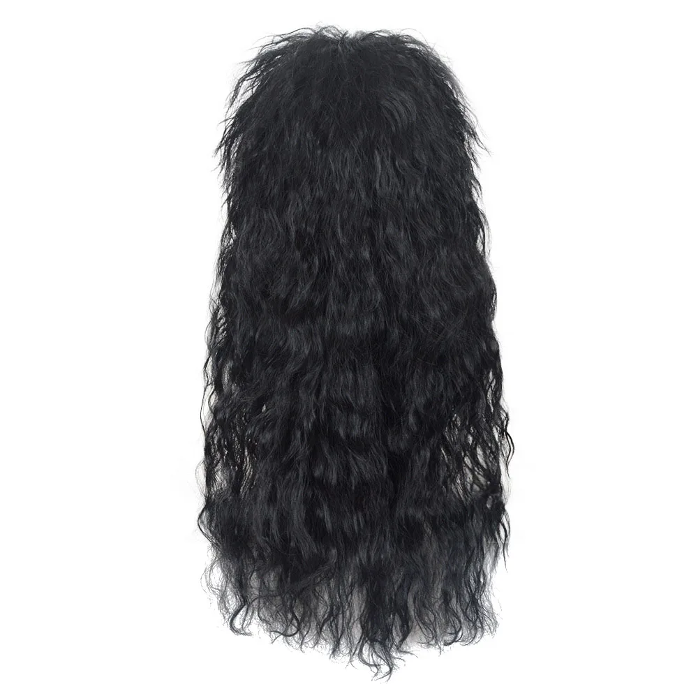

Funky Hard Rocker Wig Black Long Tousled Hair Retro 80s Fancy Dress Rockabilly Gothic Curly Wig Halloween Costume Accessory