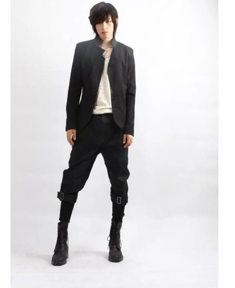 Hot 2021 New Fashion Nightclub Harem Pants Men Plus Size Capris Skinny Culottes Boot Cut Trousers Hairstylist Costumes | Мужская одежда