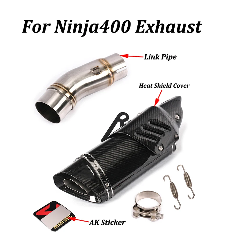 Slip on For Kawasaki Ninja400 Motorcycle Exhaust Muffler Modified With Brand Logo Carbon Fiber/stainless Steel Moto Escape | Автомобили и