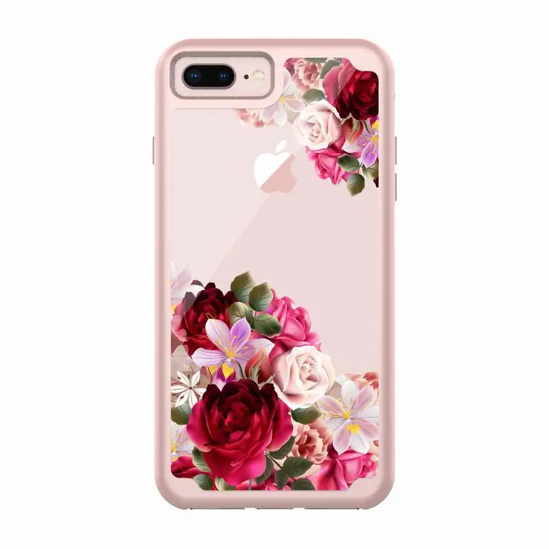 Модный защитный чехол с цветочным рисунком для iphone 7 8 6 6S Plus мягкий ТПУ бампер PC