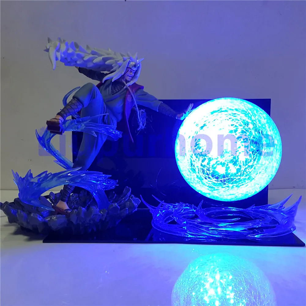 Наруто фигурку Jiraiya Rasengan Led сцена модель игрушки Аниме Shippuden figuras coleccion США ЕС вилка