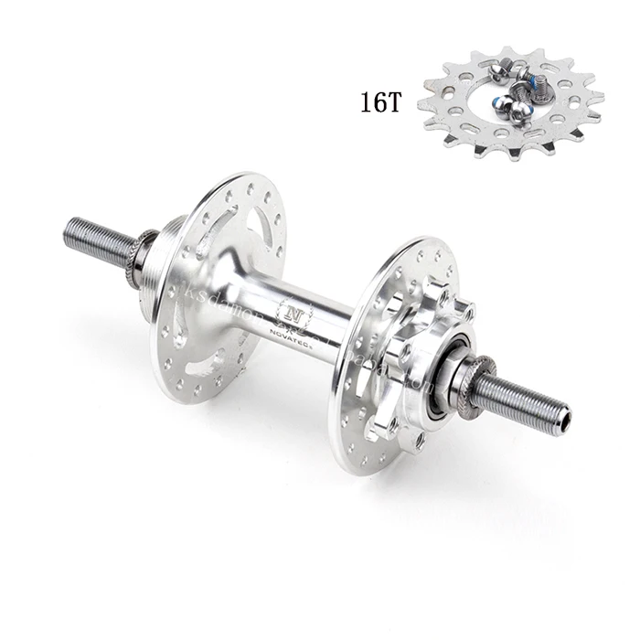 Silver Rear 32H 16T Novatec D566SBT 32 отверстия фиксированная передача дисковый тормоз велосипед алюминиевый сплав 16T велосипед Задняя Ступица 120 мм 2 подшипники 32 H 380G - Цвет: Silver Rear 32H 16T