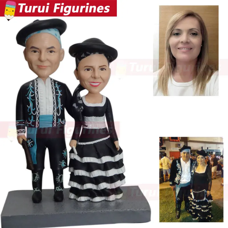 Полимерная глина bobblehead 2 человека полностью сделанные на заказ топперы для торта
