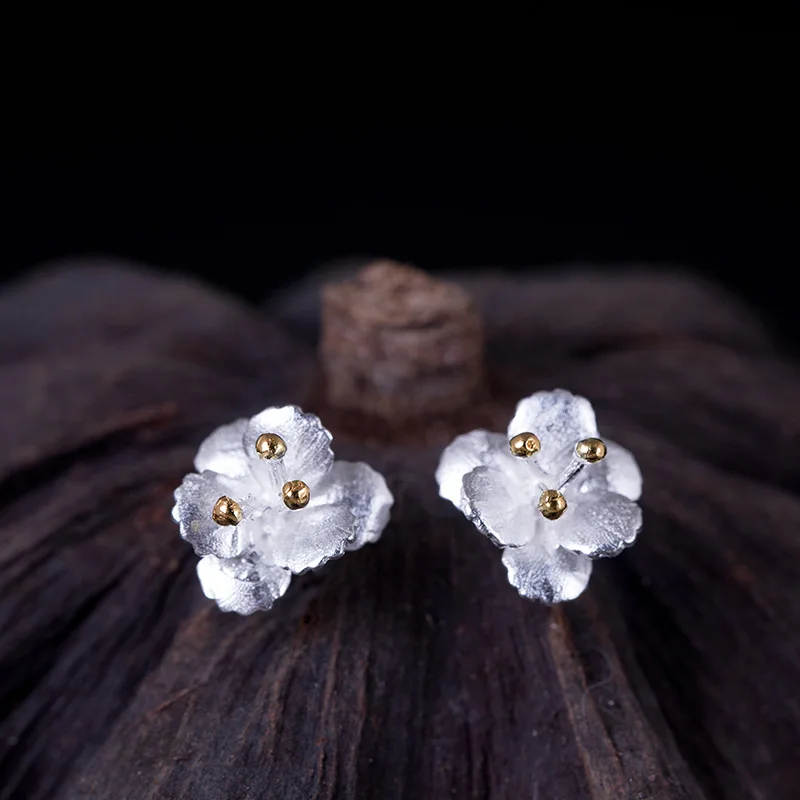 Женские серьги гвоздики Flyleaf Винтажные из серебра 100% пробы золотого цвета в