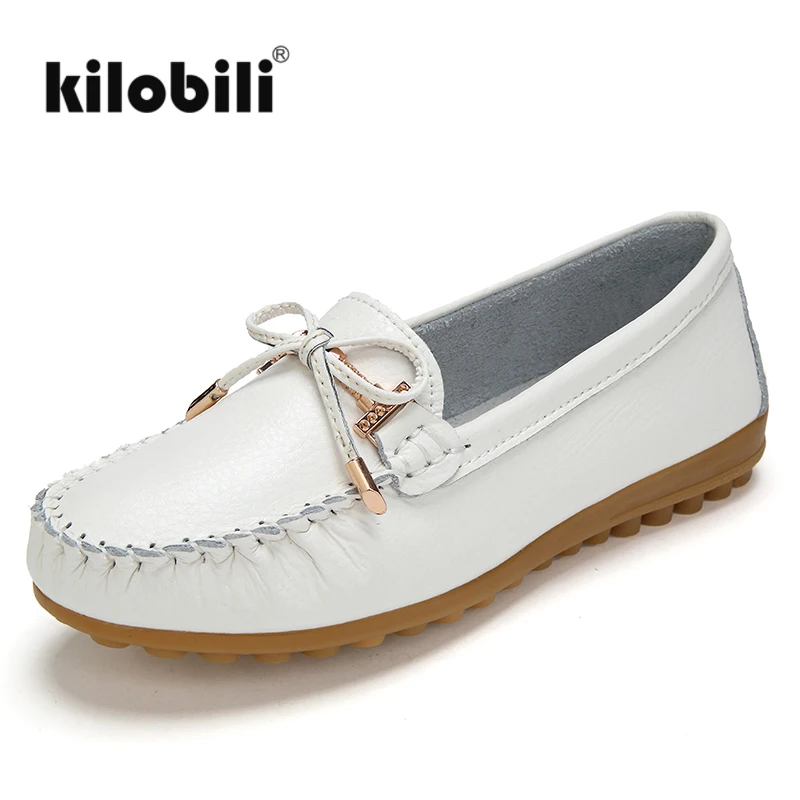 Kilobili Женские балетки на плоской подошве Обувь кожа мелкой moccains Дамская обувь