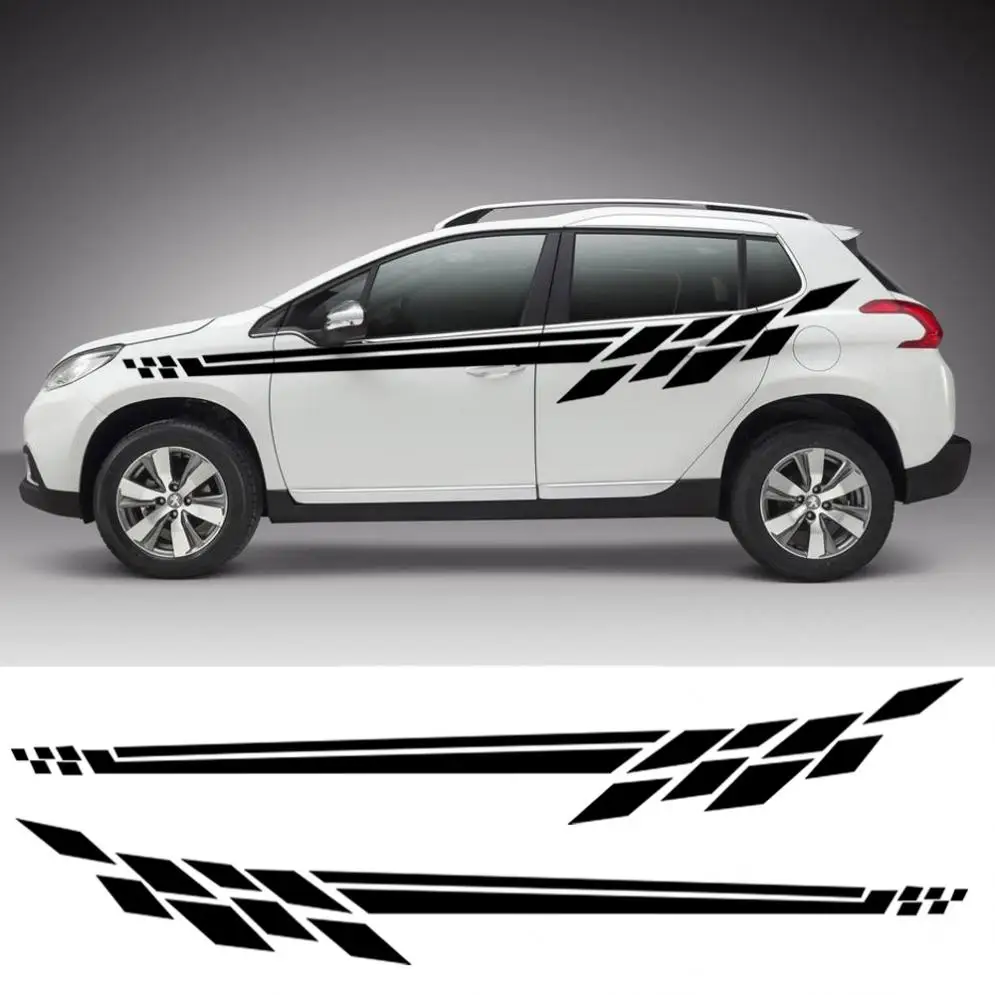 310CM Universal PVC 2 Colors Stripe Lattice Personality Car Racing Waist Line Mudguard Body Side Sticker | Автомобили и мотоциклы