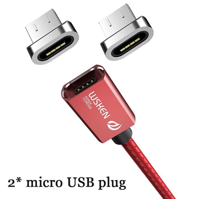 microUSB with 2 plug WSKEN кабель Micro USB Магнитный зарядный кабель для iPhone Xs Max Xr type C USB C Быстрая зарядка данных для samsung S9 Note8 S8 type-C - Цвет: microUSB with 2 plug