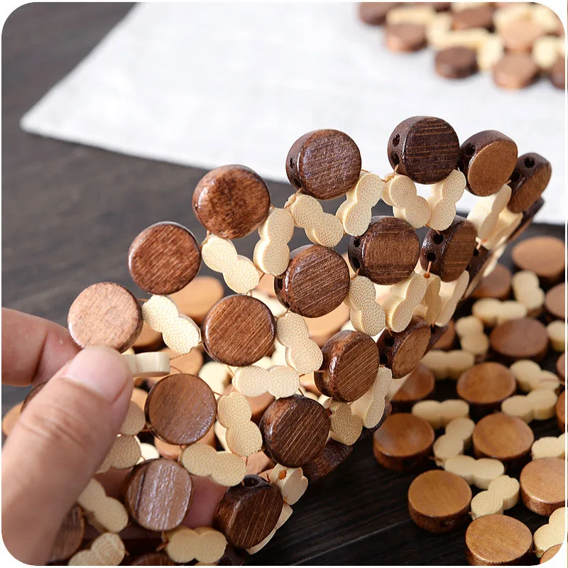 

Round Wooden Bamboo Table Mat Placemat Heat Pad Insulated Kitchen Insulation Mats -35