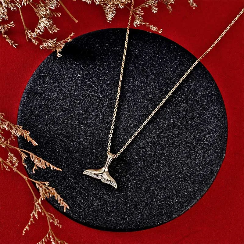 Fashion Creative Fishtail Pendant Necklace Retro Simple Whale Tail Dolphin Lady Charm Beach Accessories | Украшения и аксессуары