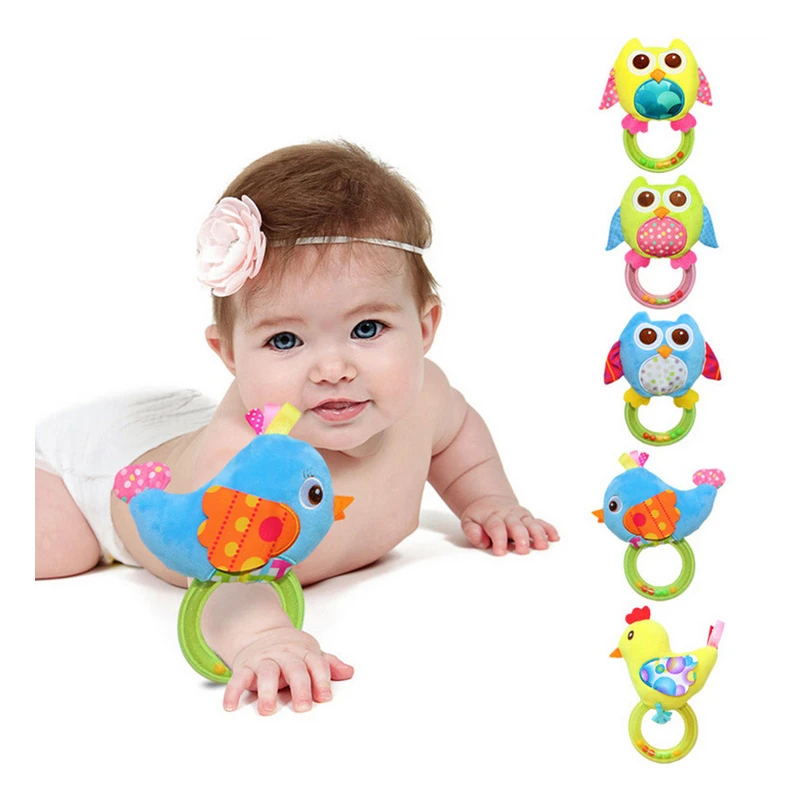 Детская игрушка из мягкого плюша погремушки мультяшная сова птица Мобили для