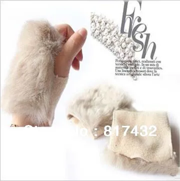 5pairs/lot 2013 fashion Imitation rabbit fur decorated gloves women's fingerless keyboard whole Free shipping | Аксессуары для