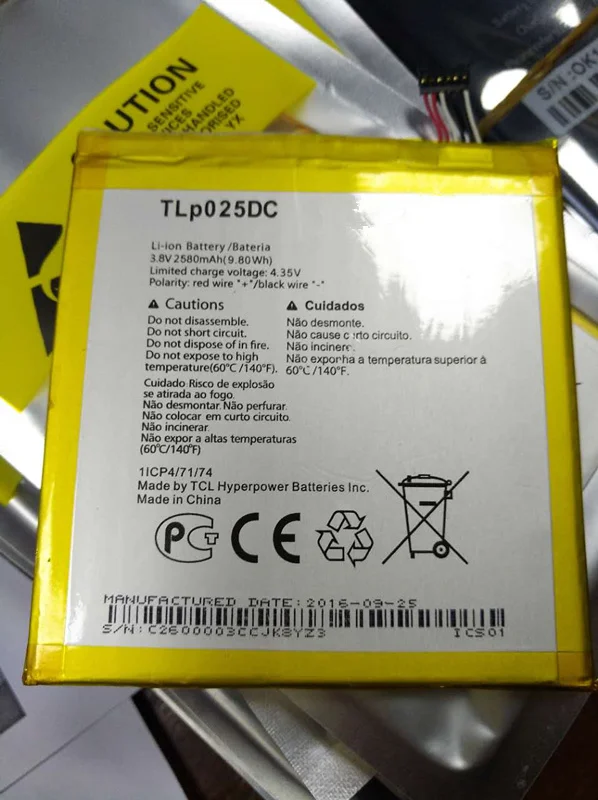 

Батарея Jinsuli 3,8 в для телефона Alcatel One Touch Pixi 4 6,0 OT-8050 8050D OT 9001D 9001A 9001X TLP025DC, батареи 2580 мАч