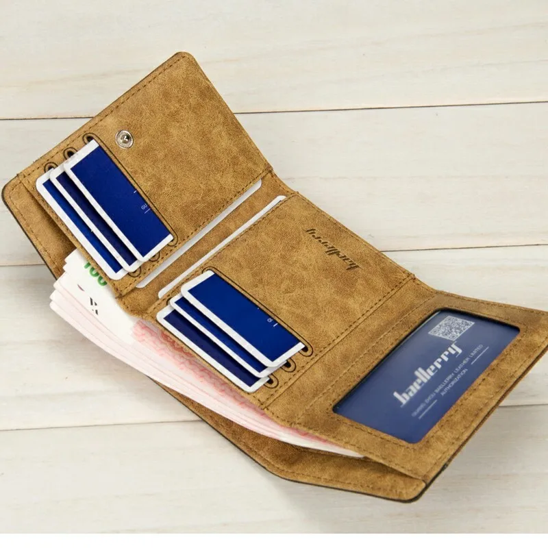 Европейские мужские бумажники для отдыха короткие 3 Складные синие коричневые