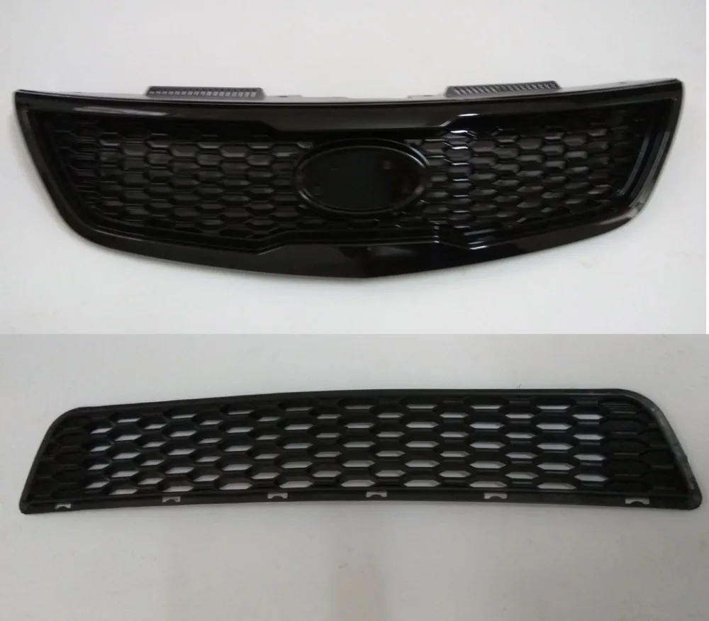 Решетка сетчатая для Kia Forte 2009 2012 2 шт. черный верхний нижний передний